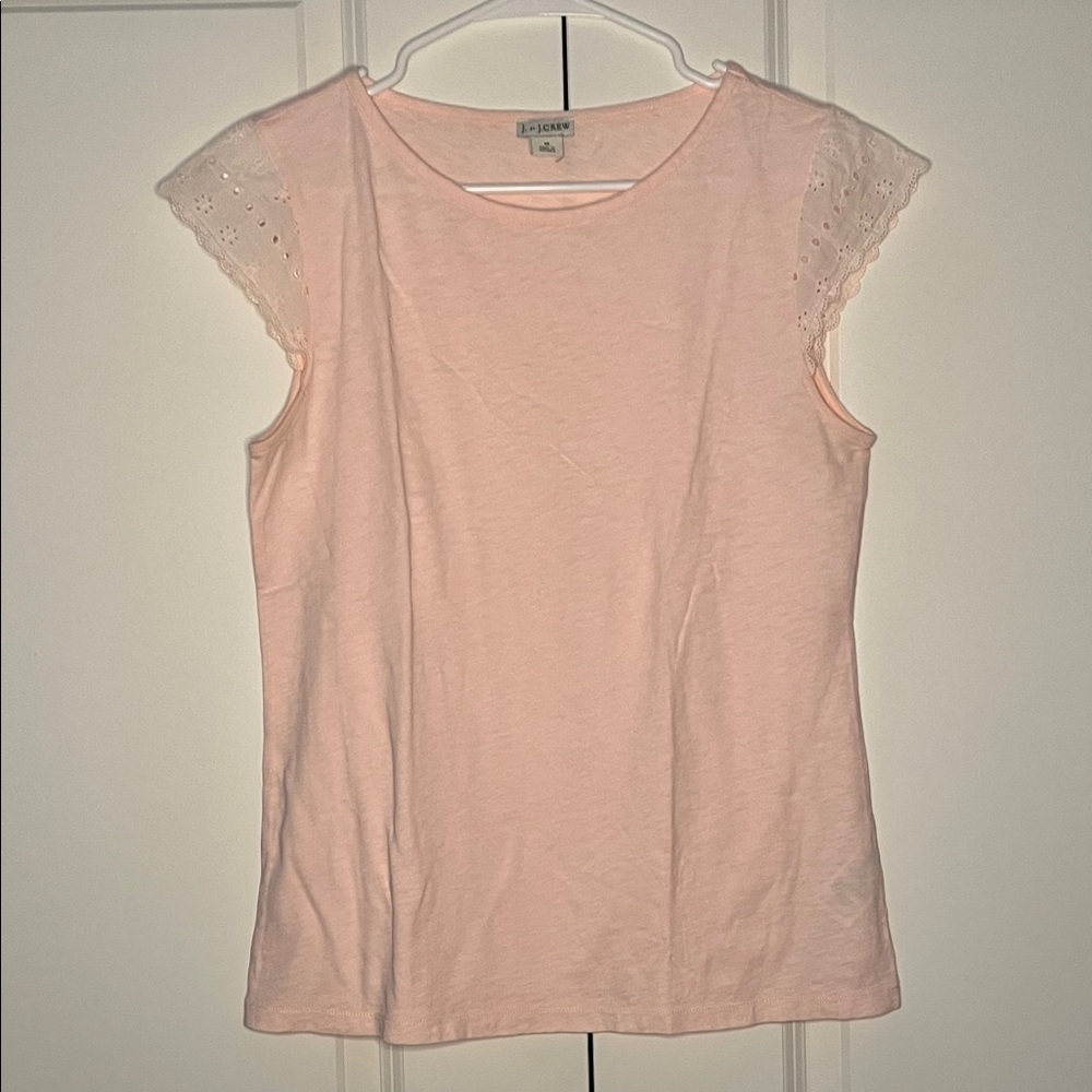 J. By J Crew Light Pink Eyelet Sleeve T Shirt